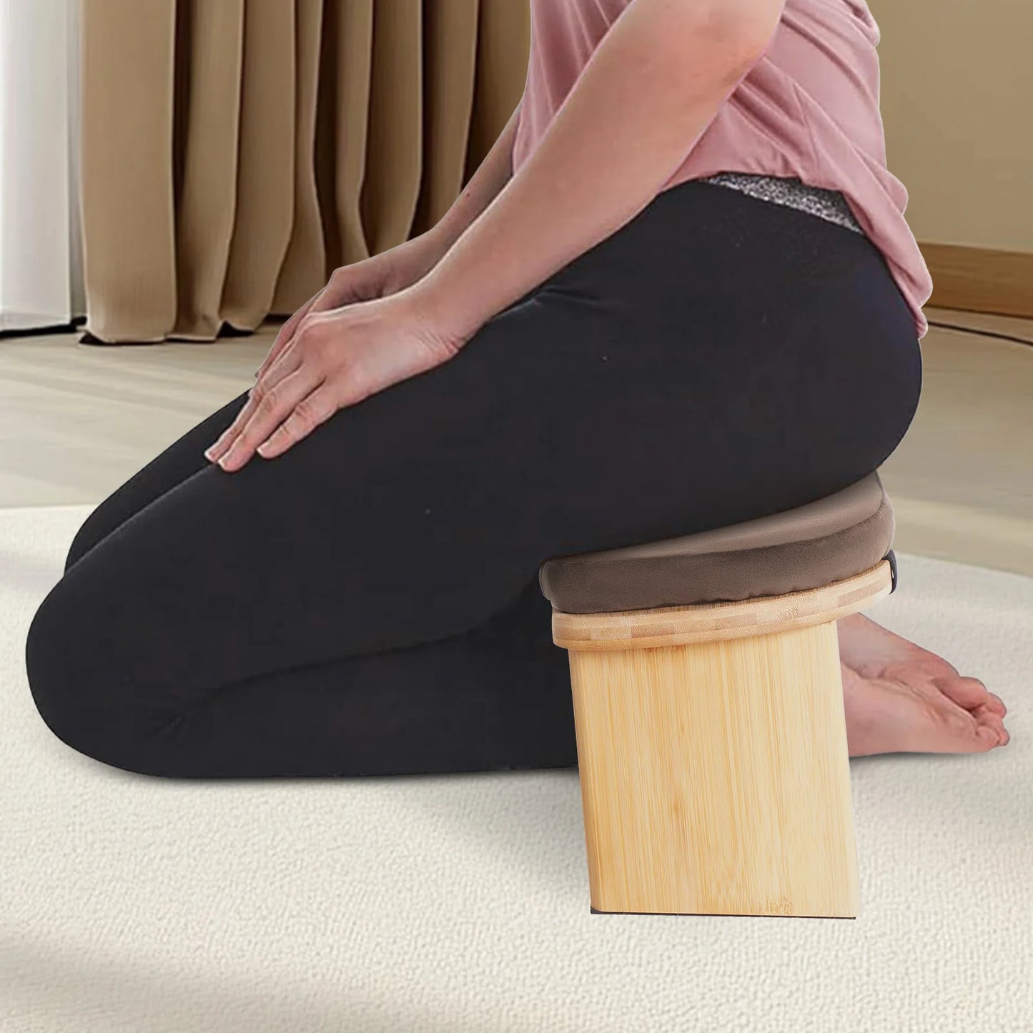 Bymaocar Foldable Meditation Bench Kneeling Stool For Home Meditation Professional
