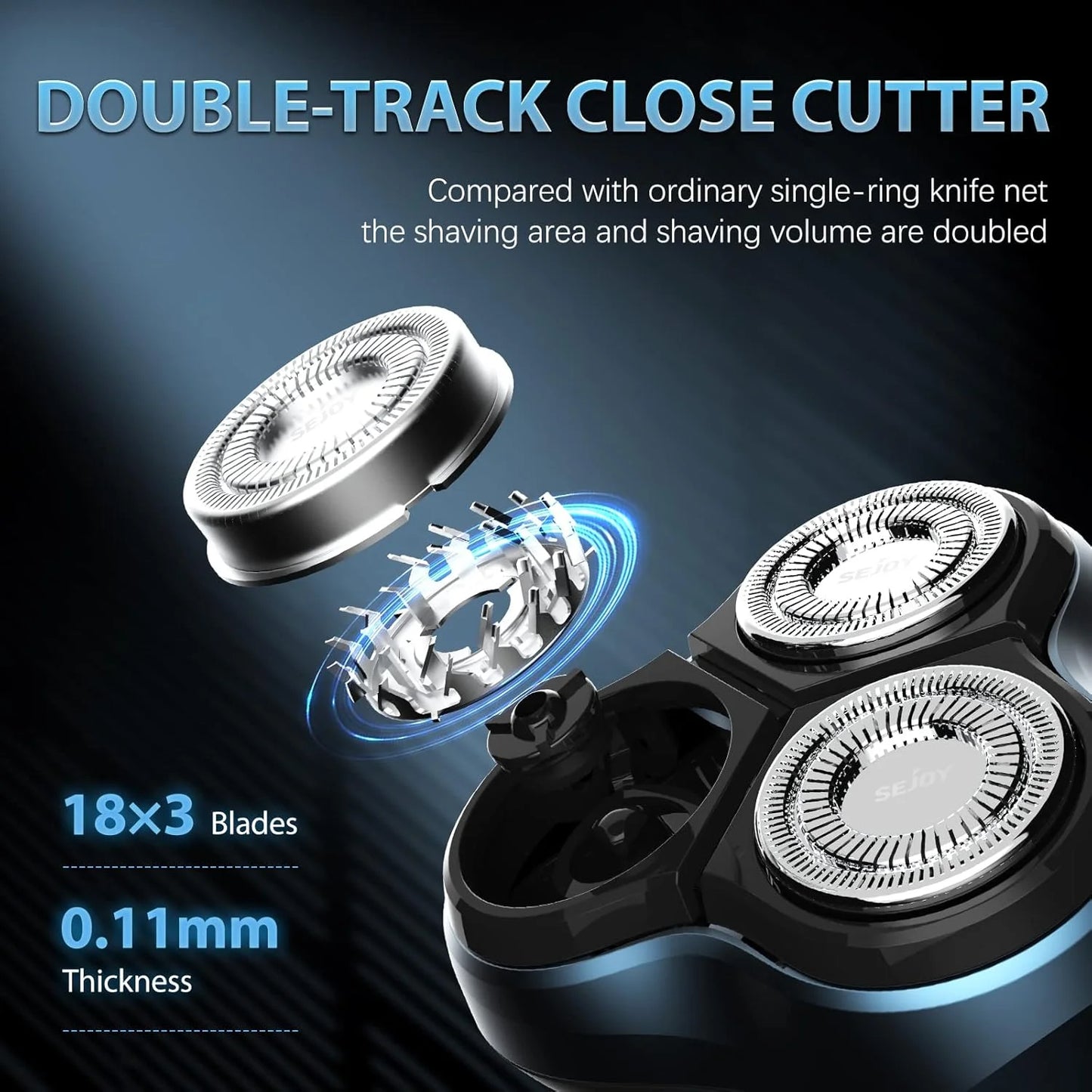 Sejoy Electric Razor For Men Rechargeable Triple Blade Wet Dry