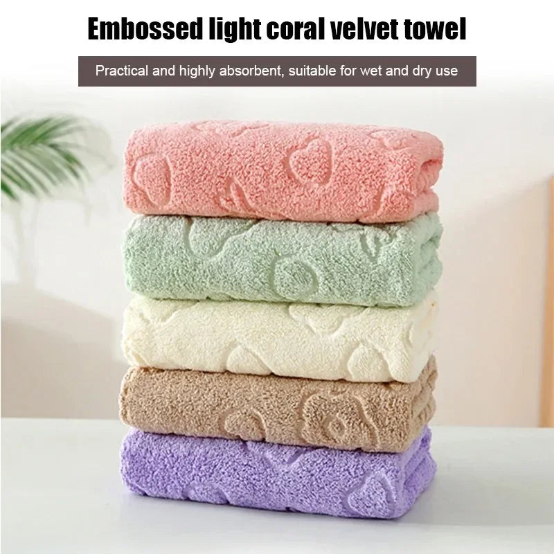 NONECN Coral Fleece Face Towels 5-Piece Set
