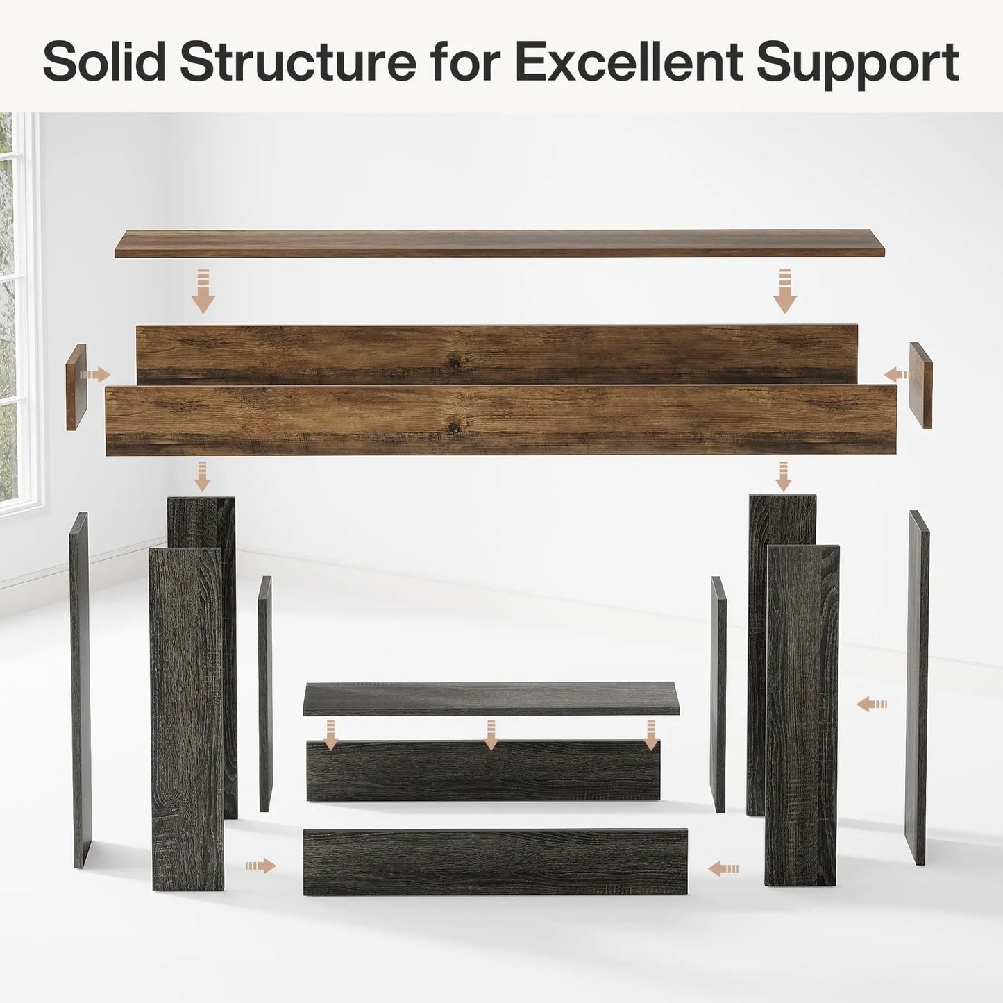 Tribesigns Farmhouse Console Table Two Tier Entryway Table With U Shaped Base Solid Wood