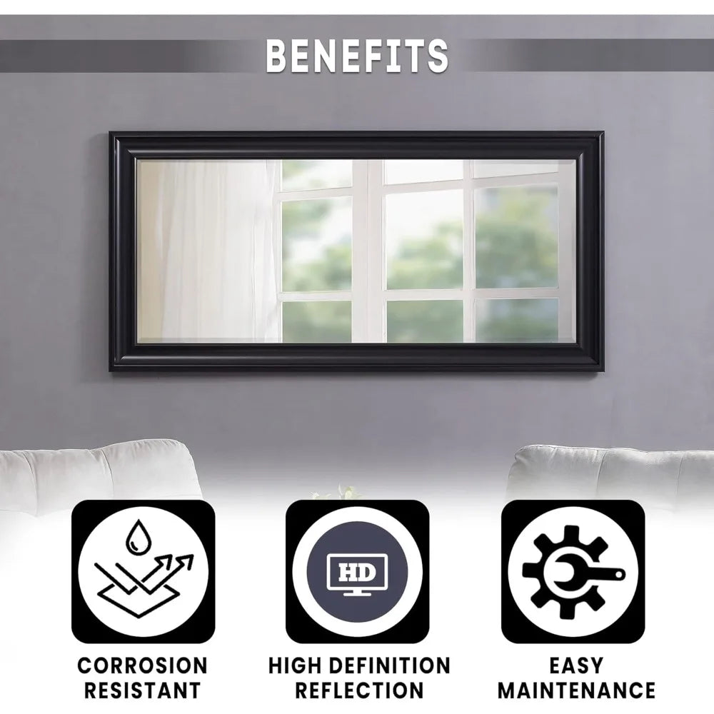 Floor Mirror With Faux Wood Frame