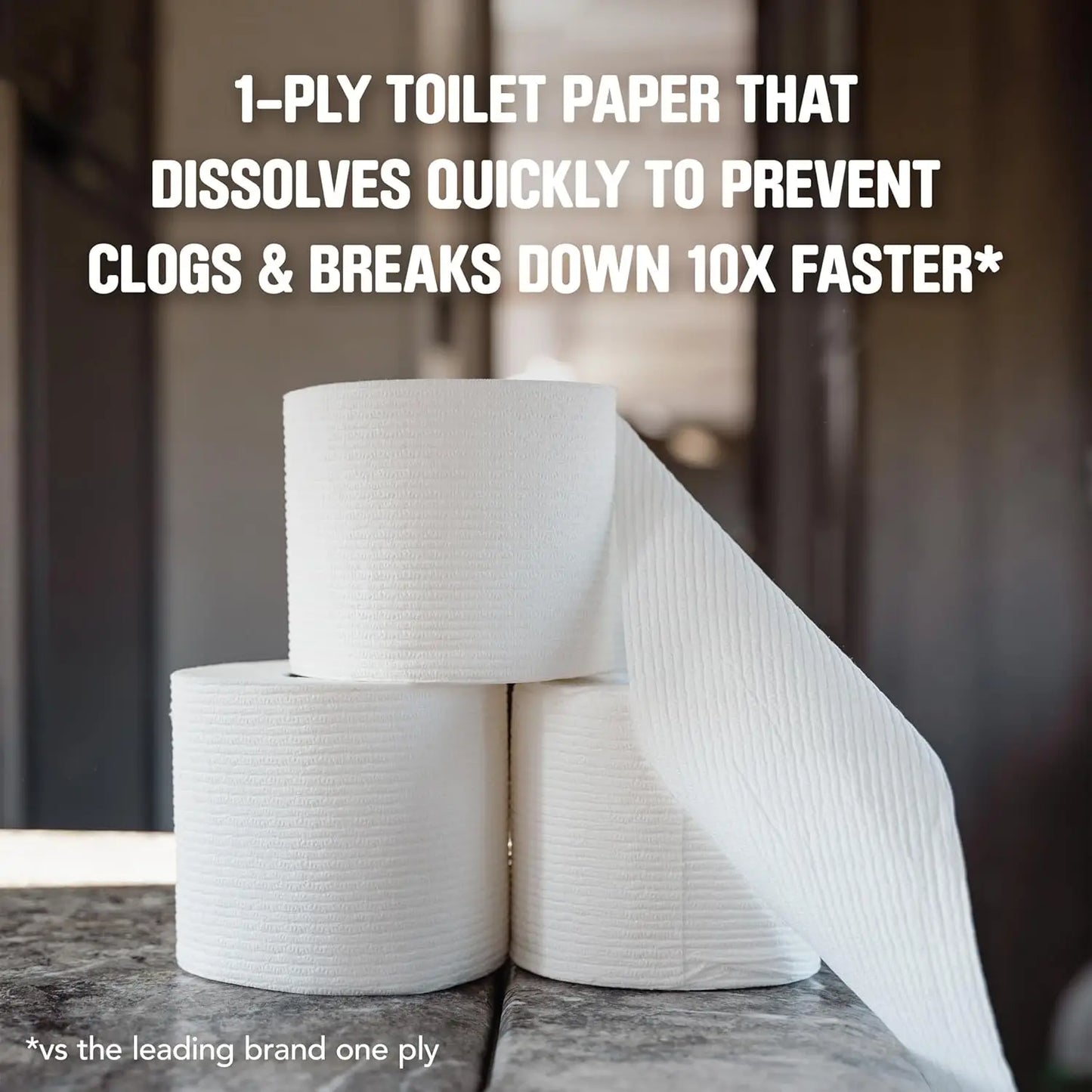 Septic-Safe Toilet Paper 48 Double Rolls Rapid-Dissolving for Effortless Flushing
