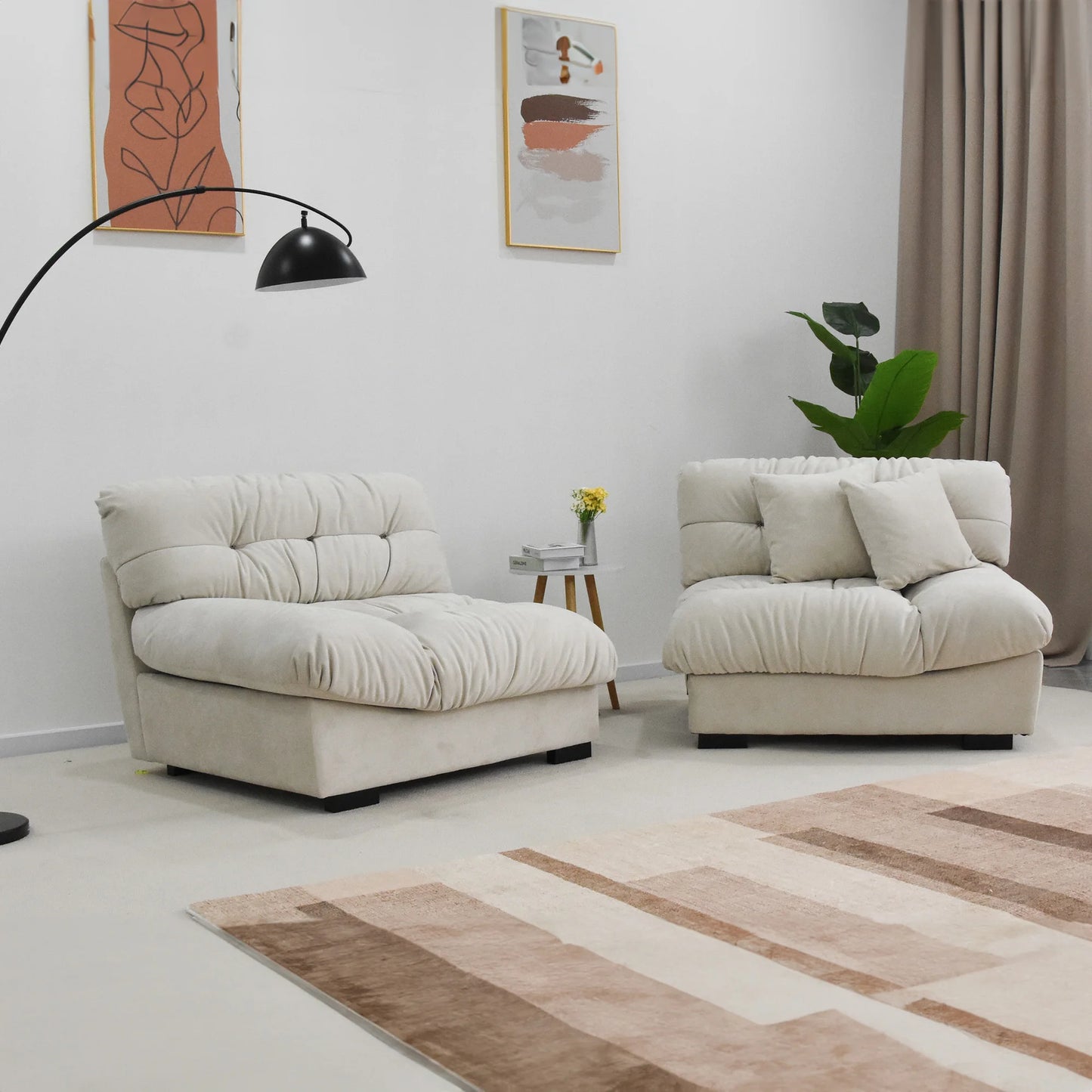 Sdorens FluffyCloudSectionalSofa LuxuriousVelvetFabric Living Room ModernMinimalist Design PlushPillows Comfort Durable