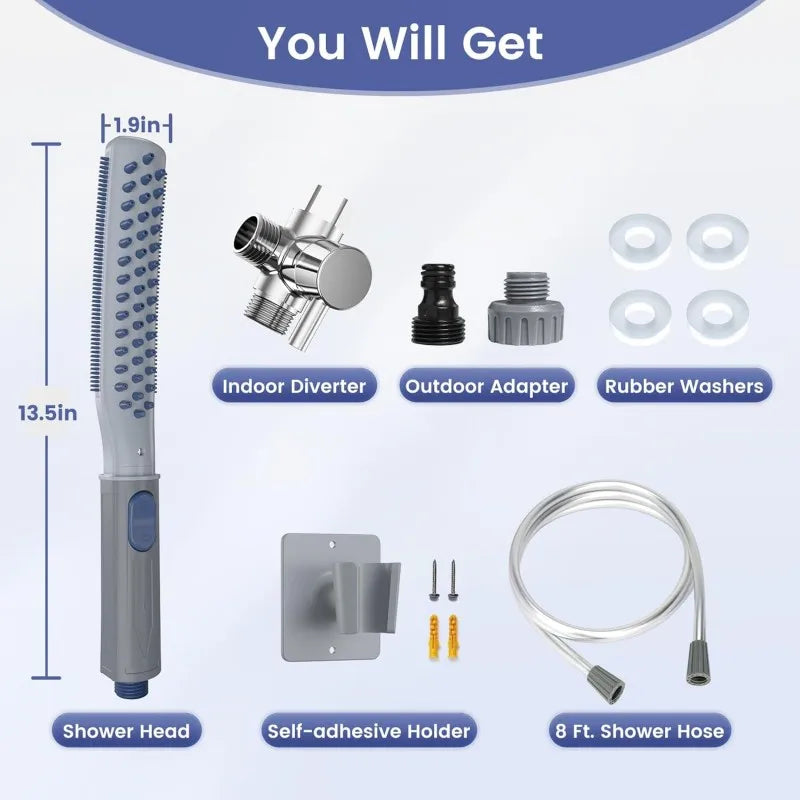 Dog Shower Attachment With Metal Diverter For Easy Bathing Three Spray Modes