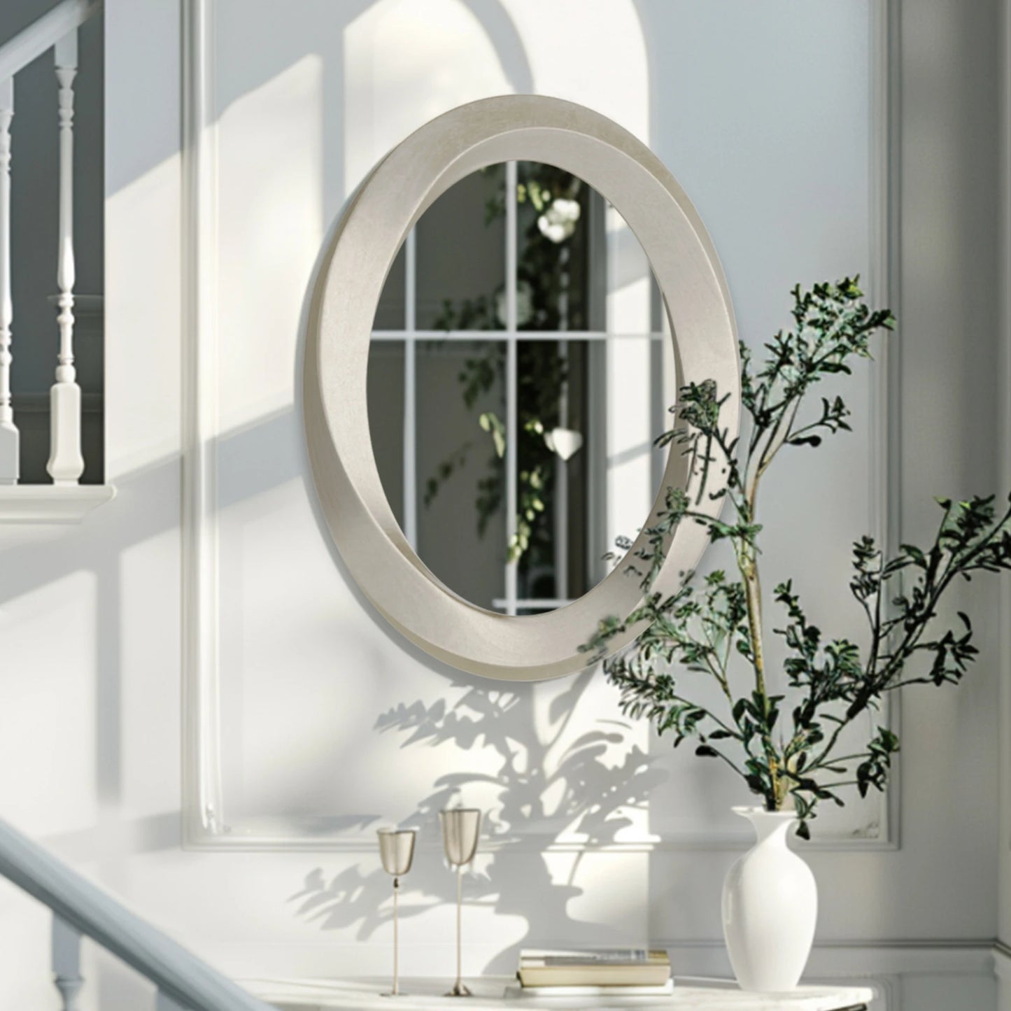 BORWART Baroque Oval Wall Mirror Extravagantly Ornate AntiqueBrass Beveled Frame