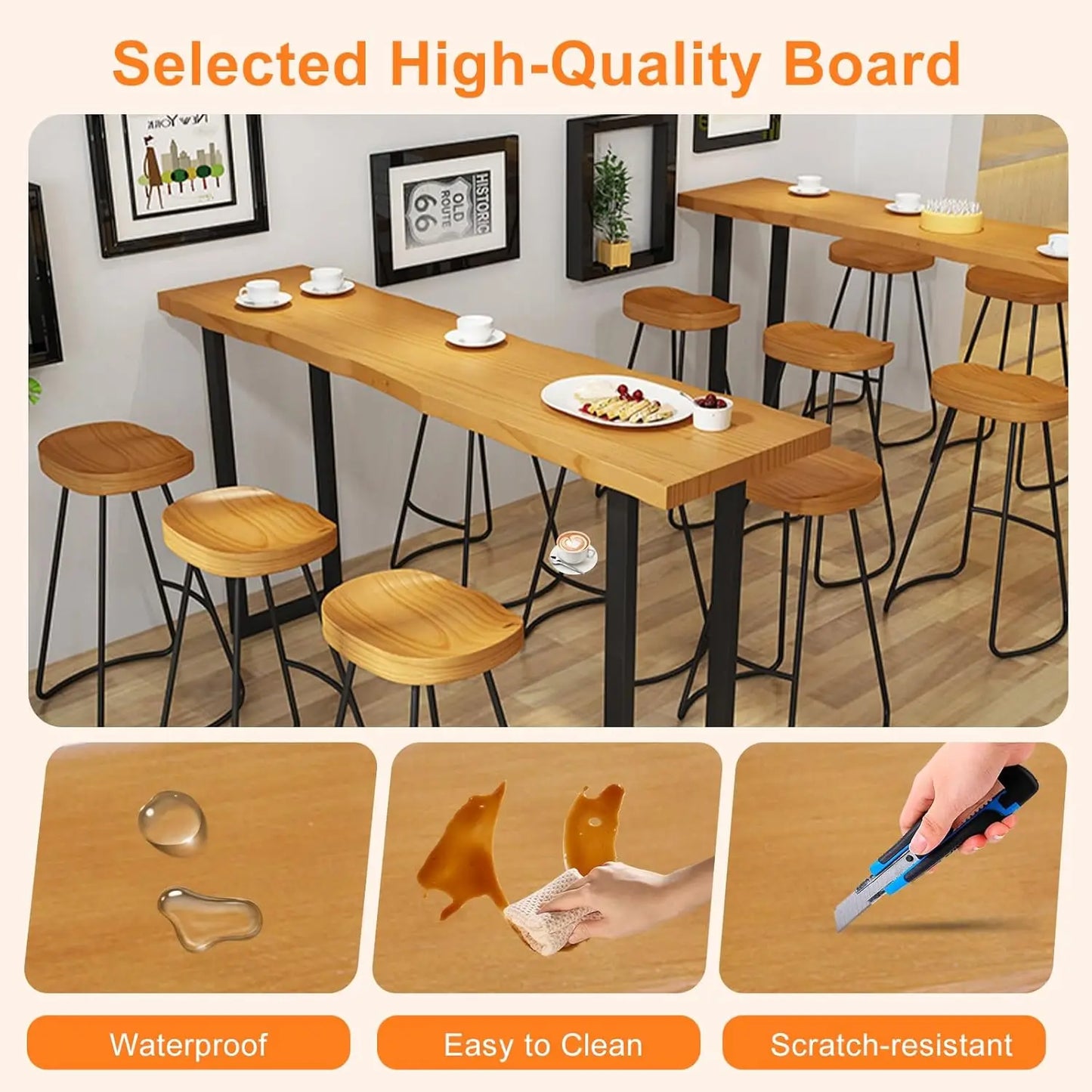 Solid Wood Bar Table Narrow Counter Height Rectangular Modern Pub Table for Home