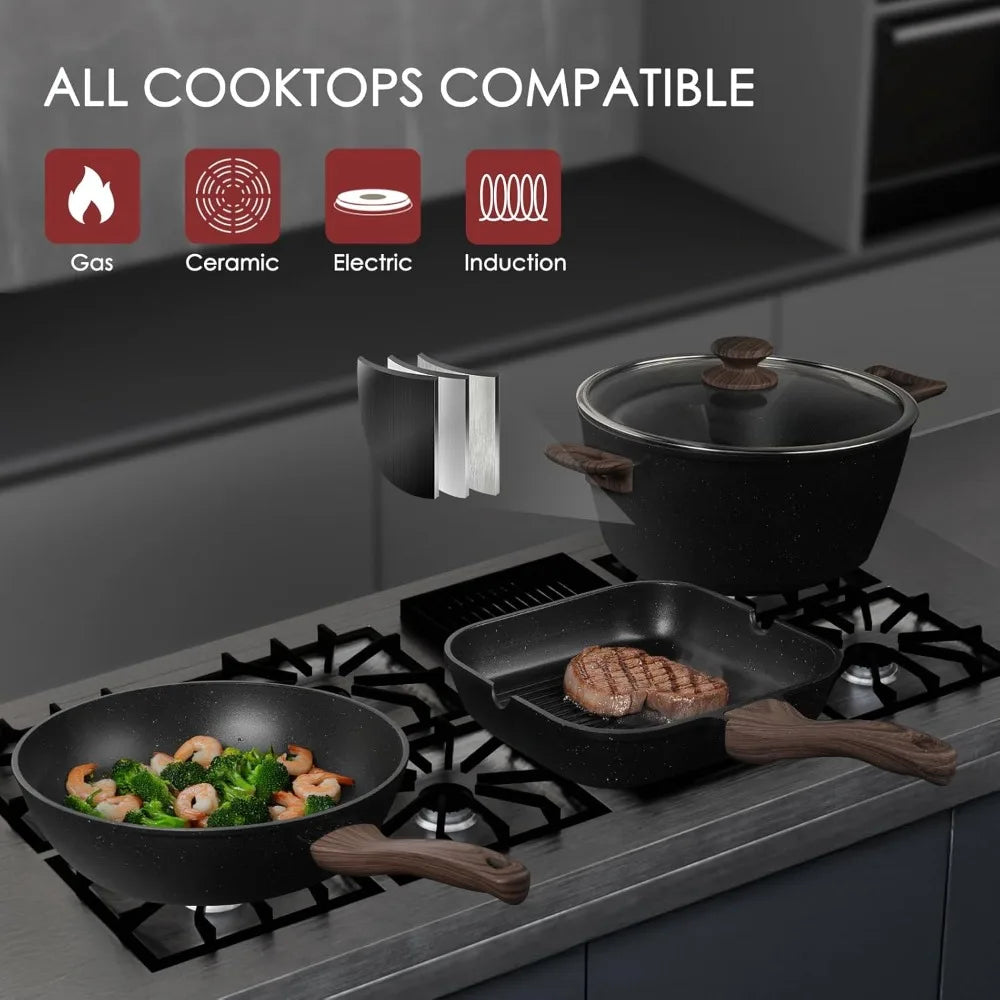 Pots and Pans Set Non Stick 31 Piece Kitchen Nonstick Cooking Cookware Sets with Grill Pan Saucepan Baking Sheet Utensil