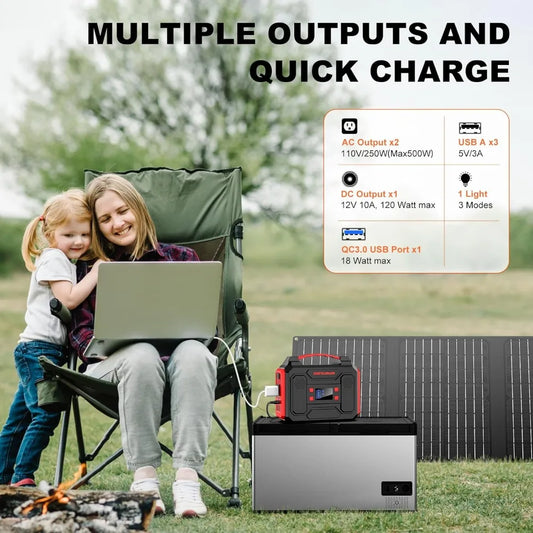 Portable Power Station 300W Generator With Foldable 40W Solar Panel