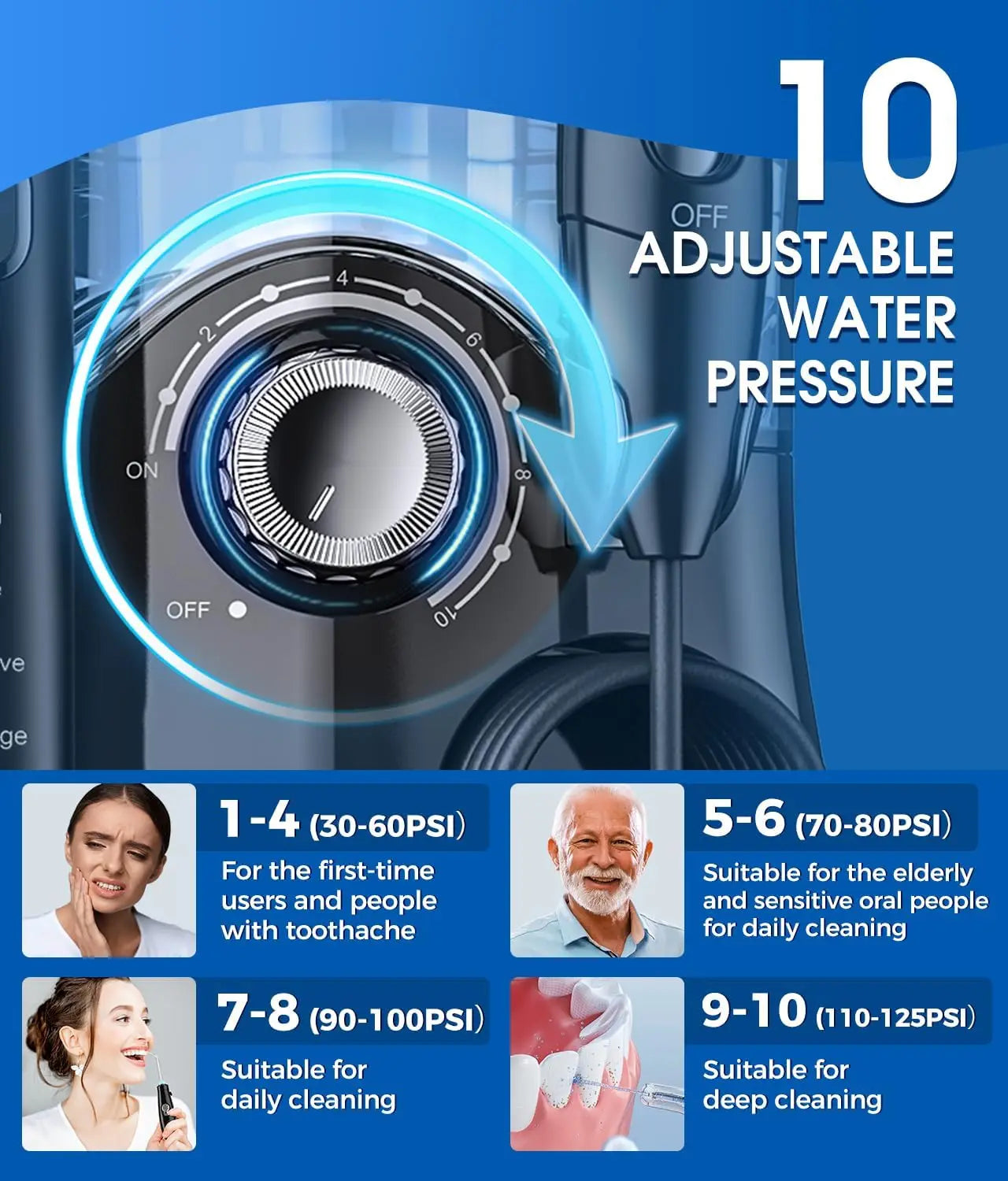 Electric Toothbrush And Water Flosser Combo With 7 Tips 10 Pressure Settings 5 Modes