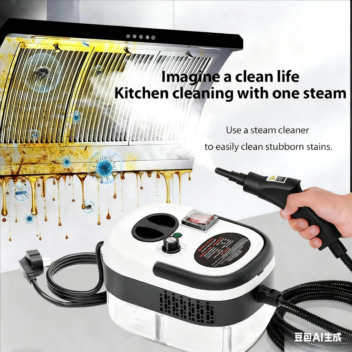 JJRCH High Temperature Steam Cleaner for Kitchen Hoods and Appliances