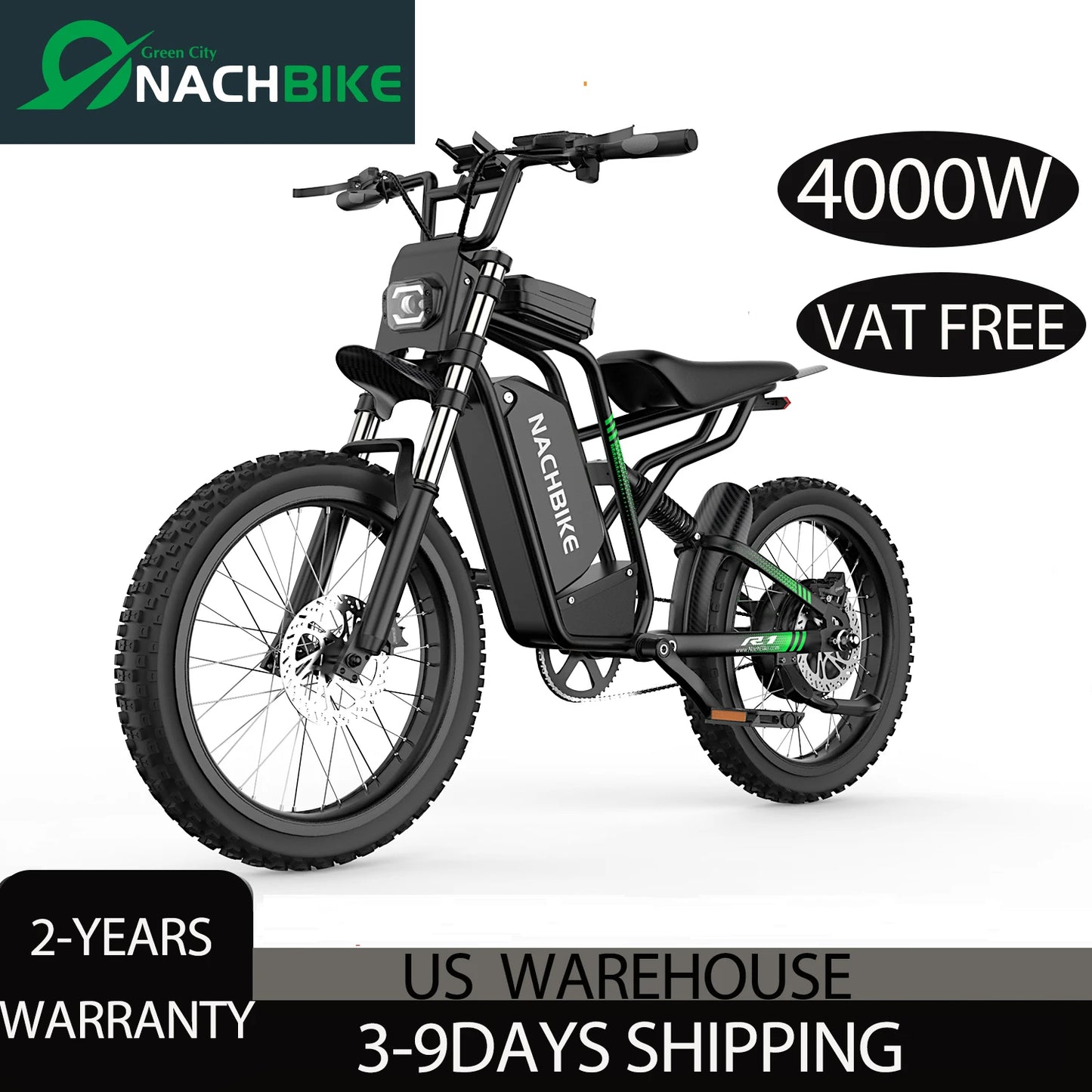 R1 Electric Dirt Bike Peak 4000W Brushless Motor 60V 25Ah
