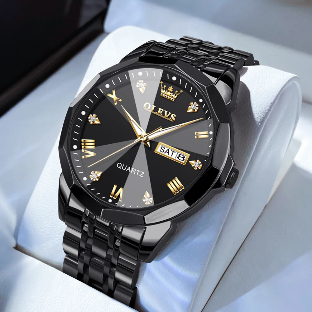 OLEVS Men's Watch Casual Quartz Stainless Steel Luminous Date