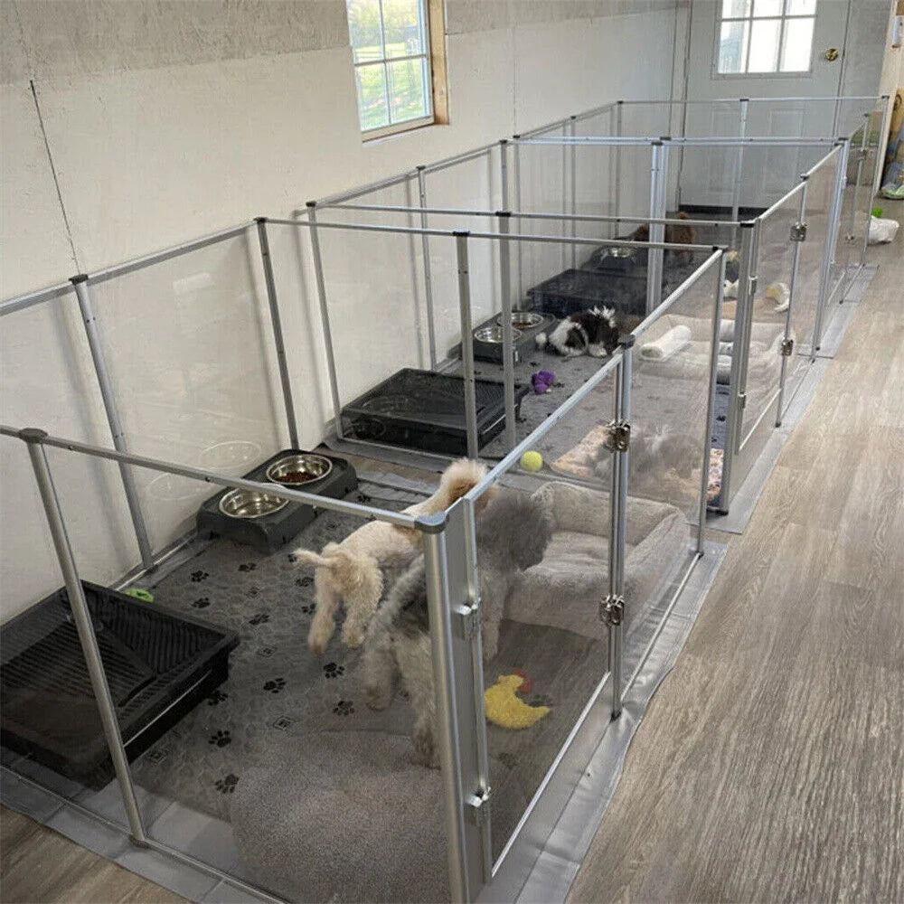 BORWARTH Acrylic Dog Playpen Cage Indoor Enclosure With Waterproof Pad
