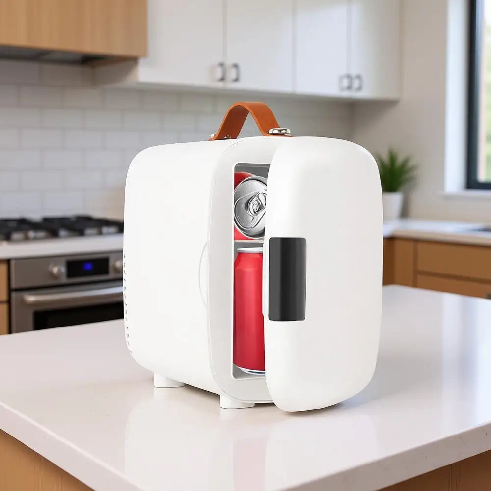 Compact Refrigerator, Portable Mini Fridge, 4L/6 Can Electric Plug In Cooler & Warmer, Skincare Refrigerator or Bedroom Office C