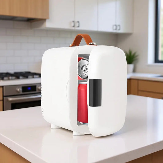 Compact Refrigerator, Portable Mini Fridge, 4L/6 Can Electric Plug In Cooler & Warmer, Skincare Refrigerator or Bedroom Office C