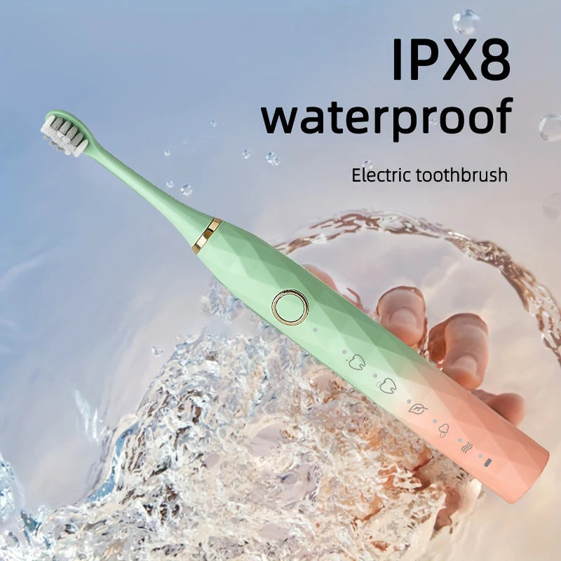 AdvancedElectric Rotary Toothbrush With Timer Usb Rechargeable Waterproof Ten Heads