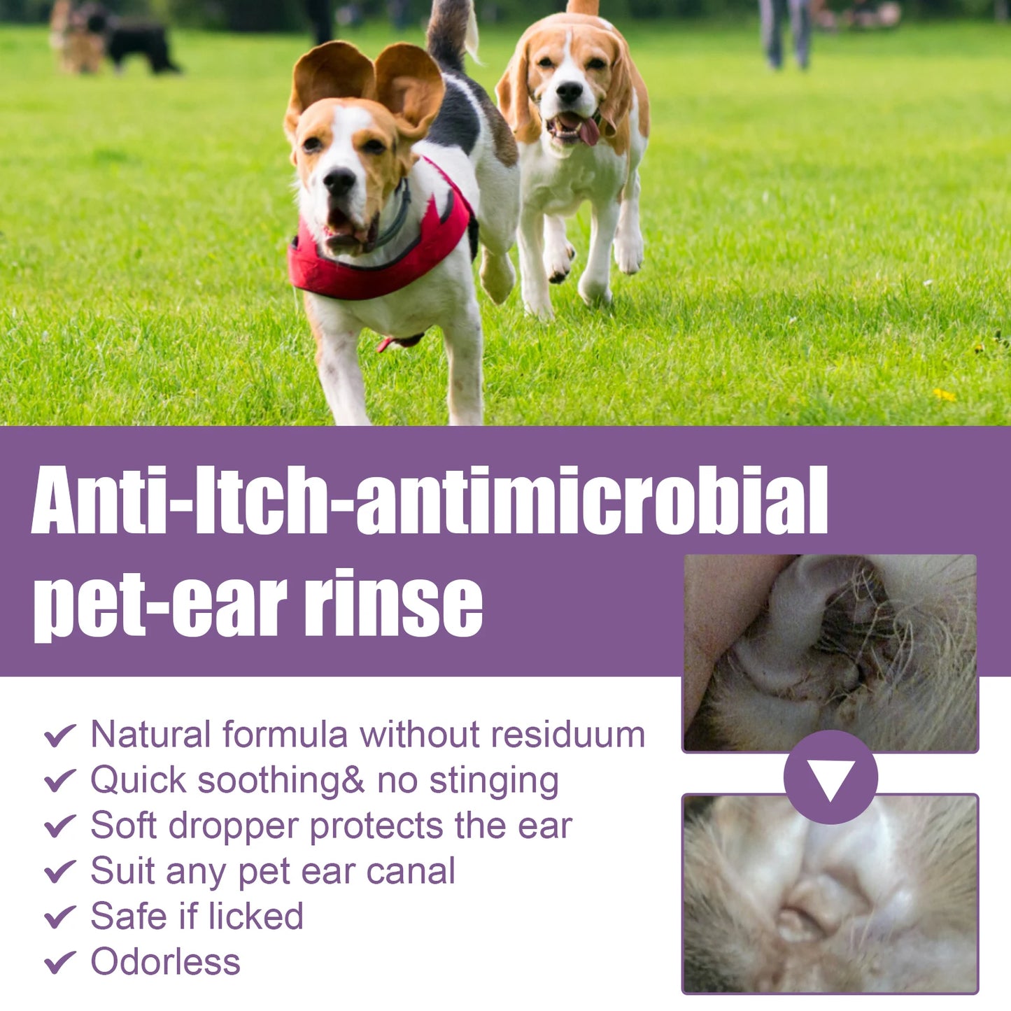 YEGBONG Pet Ear Cleaner Gentle Hypoallergenic Ear Mite Control Solution