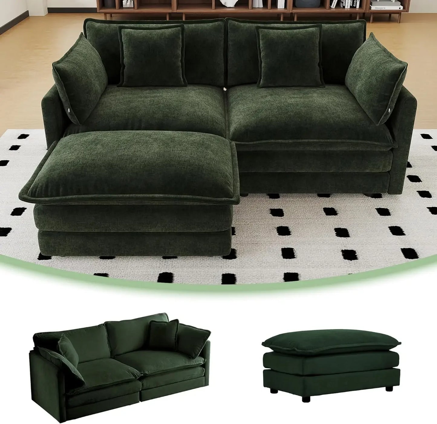 Modern Chenille Cloud Couch Loveseat Modular Sectional