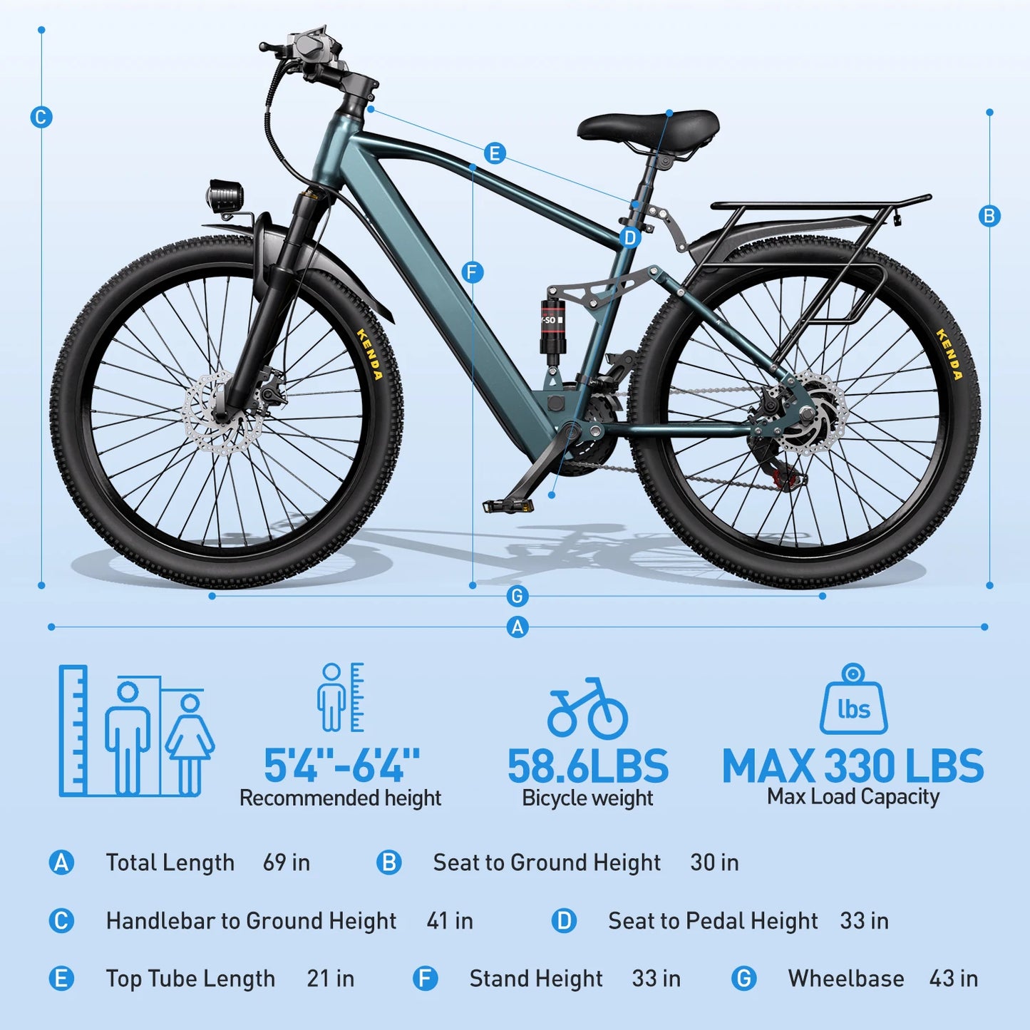 Origin Adults Electric Mountain Bike 36V Battery 500W Motor