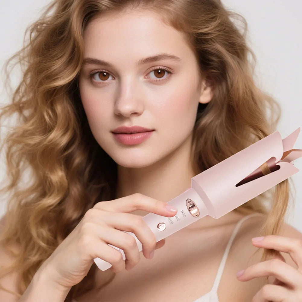 Hatteker Automatic Rotating Curling Iron Ceramic Negative Ion Hair Curler with USB Chargeable