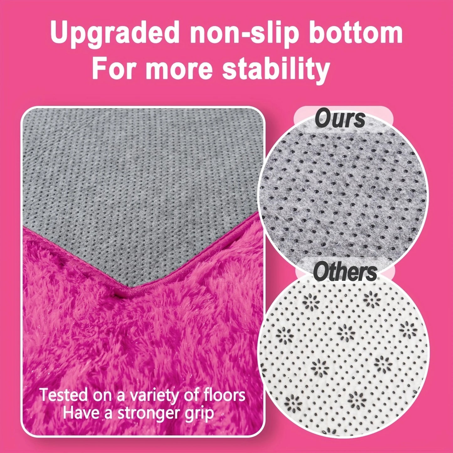 Noned Soft Shaggy Non Slip Rug for Living Room Bedroom Nursery Luxury Plush Carpet Includes Four Rug Stickers