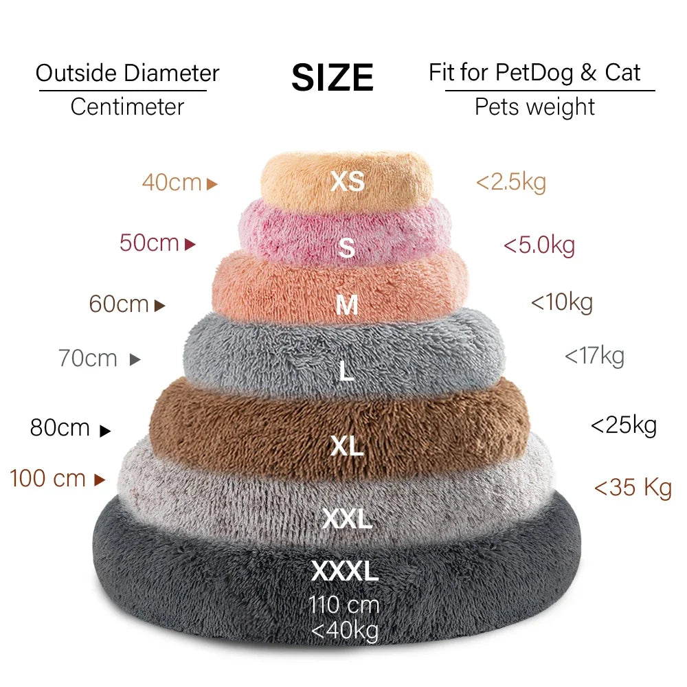 NONECN Round Plush Dog Kennel Bed For Winter Warm Comfort