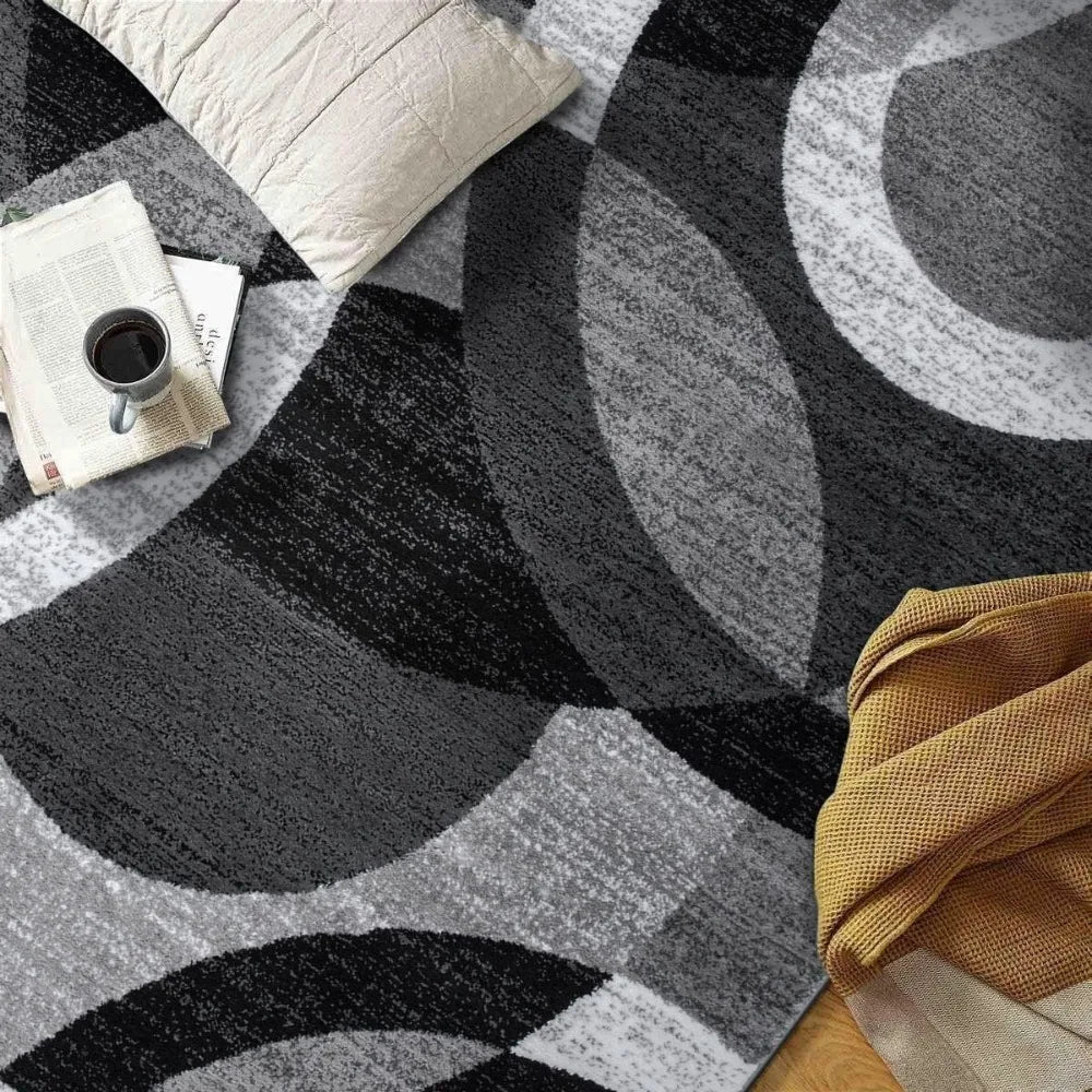 Contemporary Abstract Circles Area Rug For High Traffic Living Rooms And Home Offices