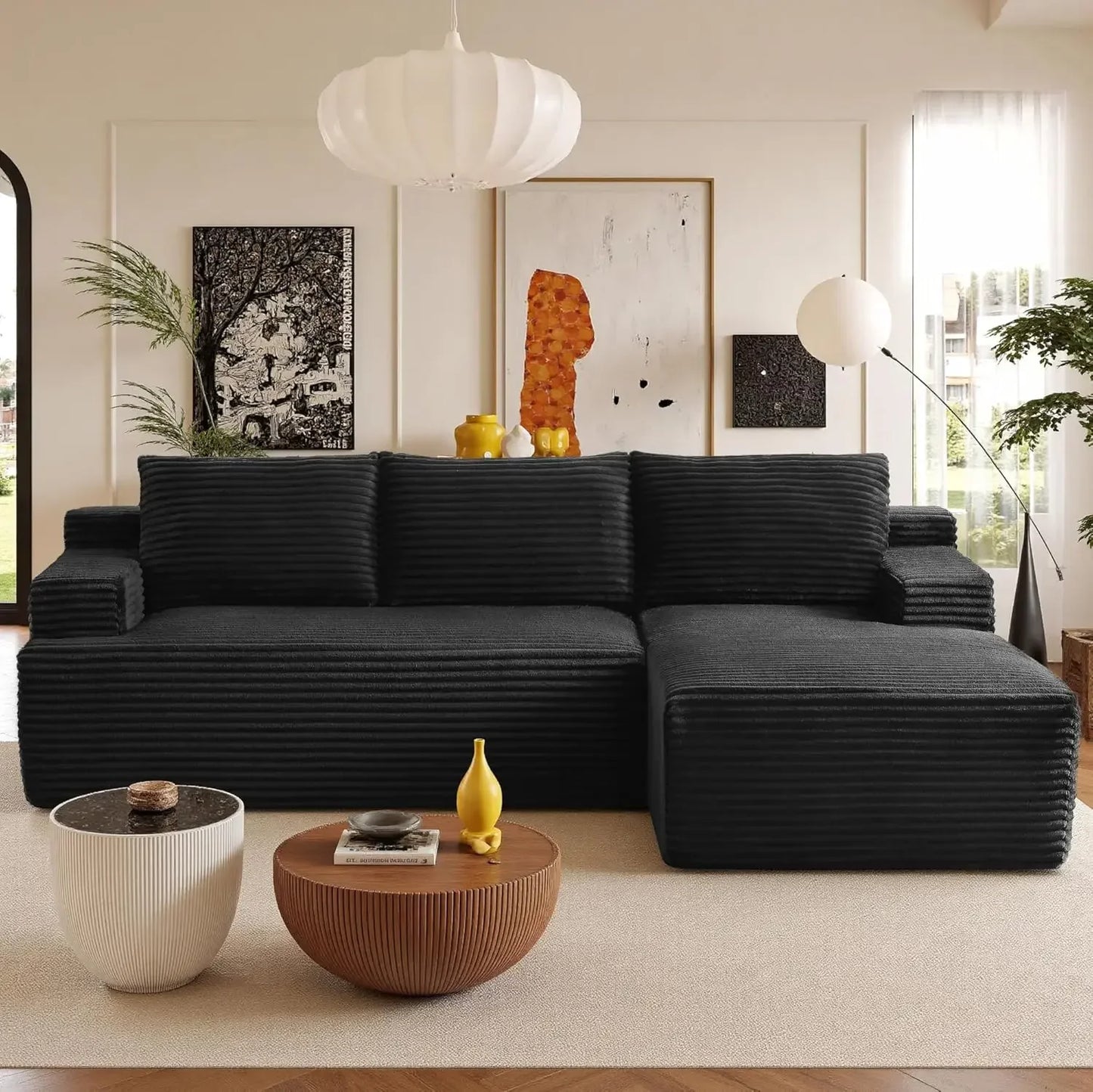 Luxurious Contemporary-Inspired Sectional Sofa L-Shaped Cloud Couch For Living Room