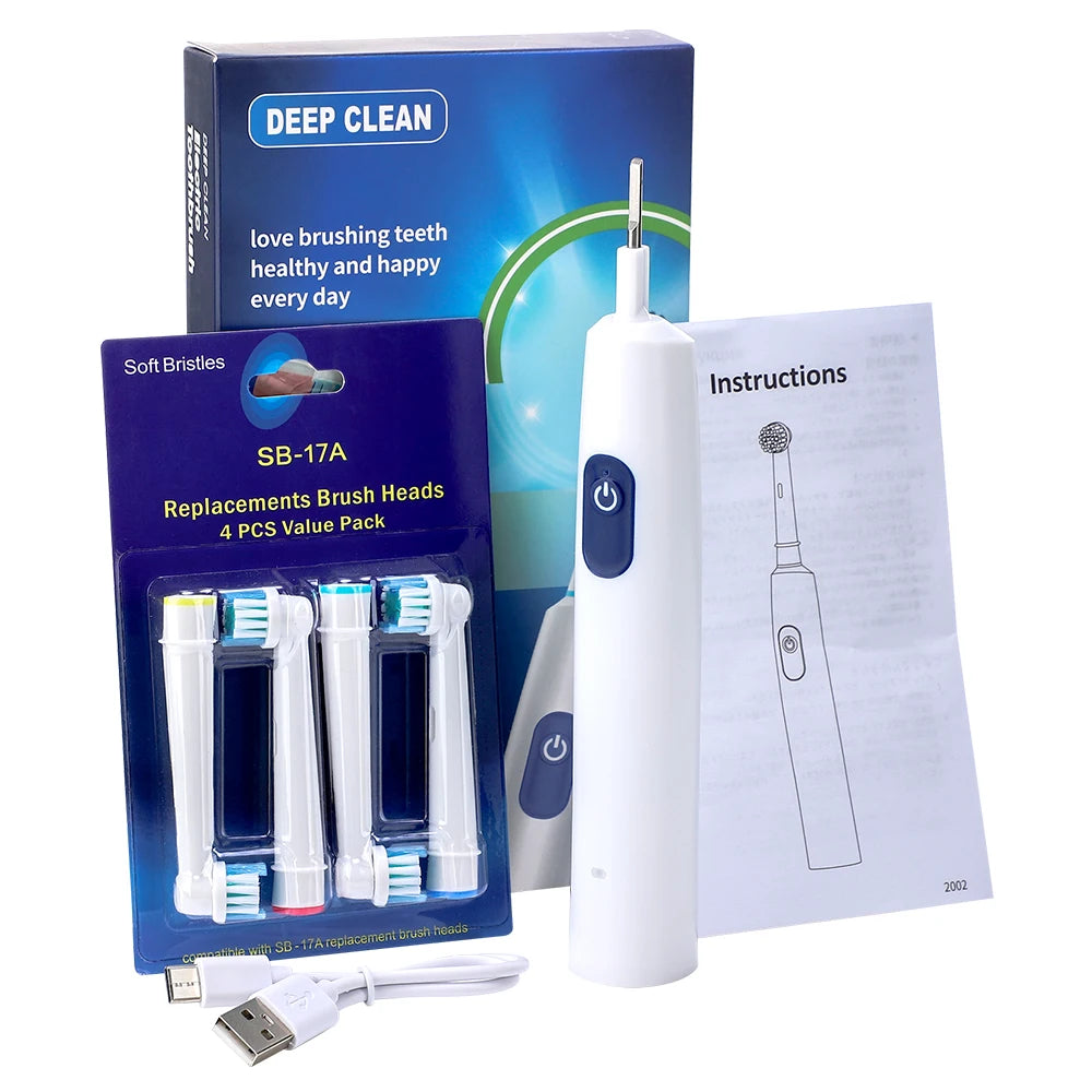 AFDEAL Premium Rotary Electric Toothbrush Rechargeable 4 Heads Multimode Cleaning