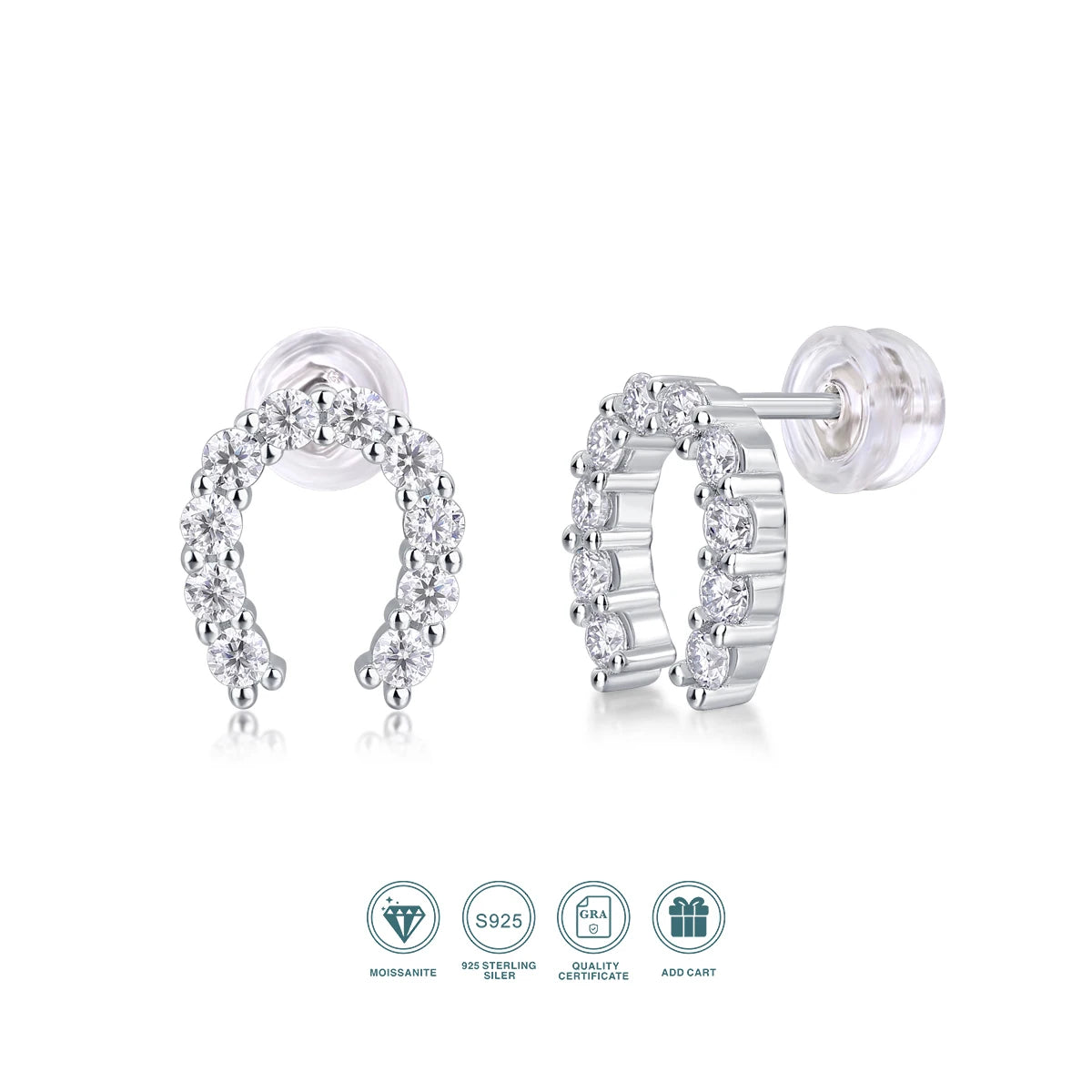 JIUZUAN Moissanite Hoop Earrings 925 Sterling Silver 18K Gold Plated