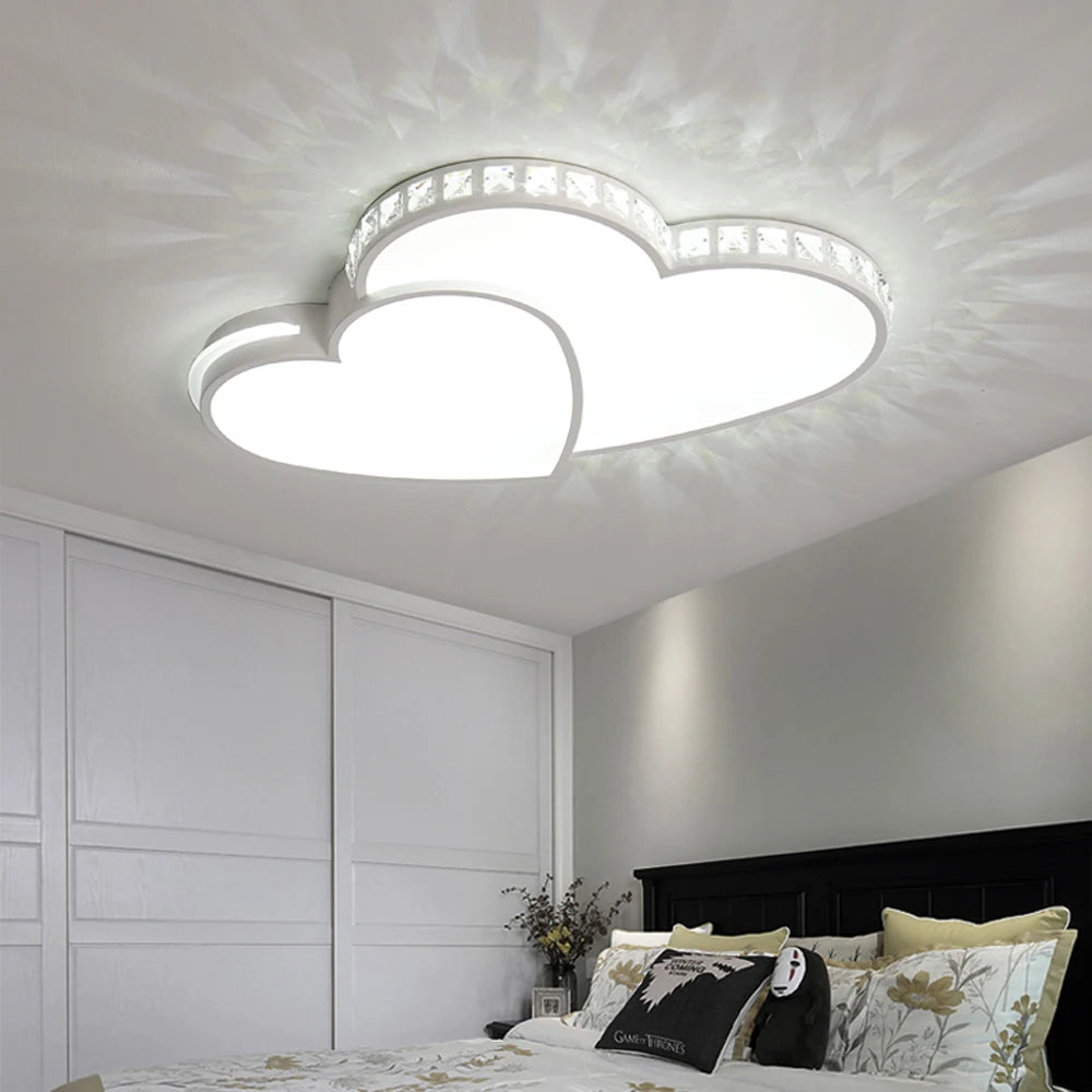 Modern Heart Shaped Ceiling Light Crystal LED Flush Mount For Kids And Living Room