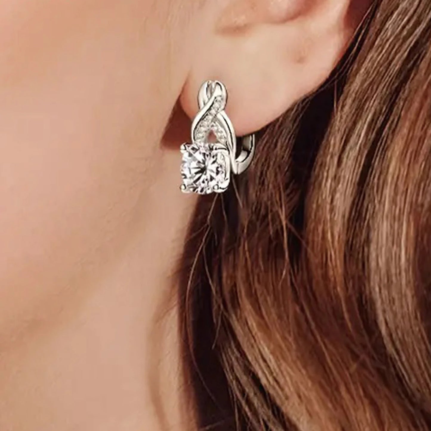 925 Silver Infinity Element Moissanite Hoop Earrings
