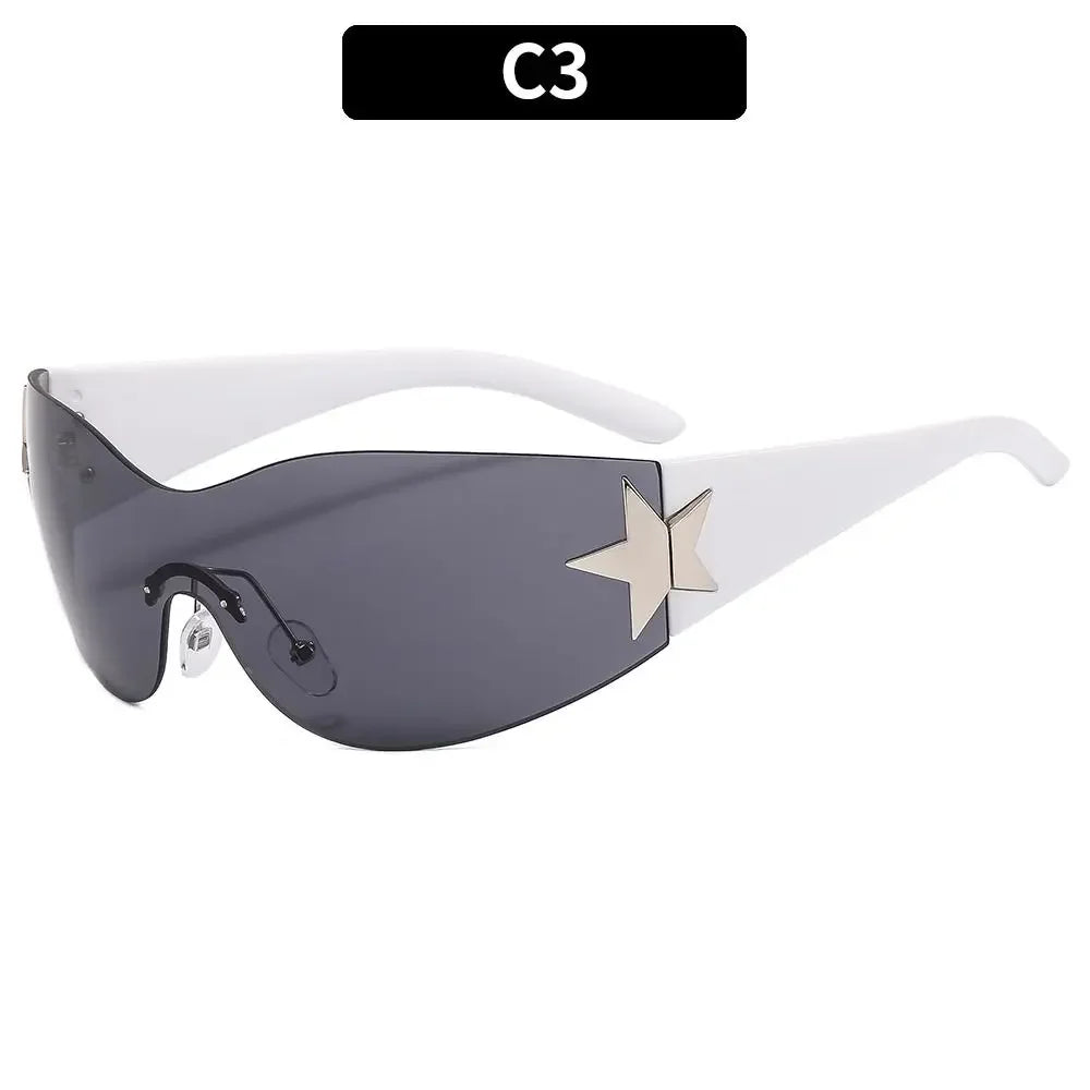 Five Star Eyewear Rimless Y2K Punk Sunglasses Wrap Around