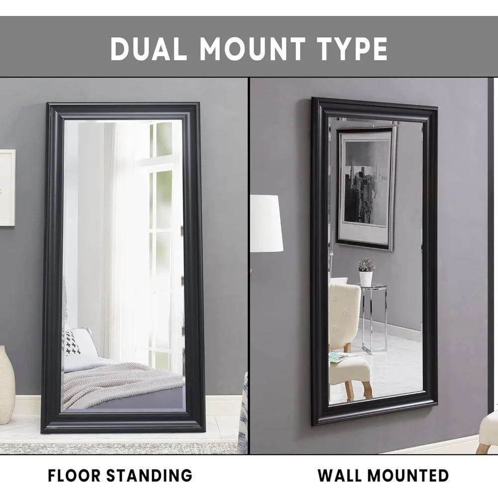Floor Mirror With Faux Wood Frame
