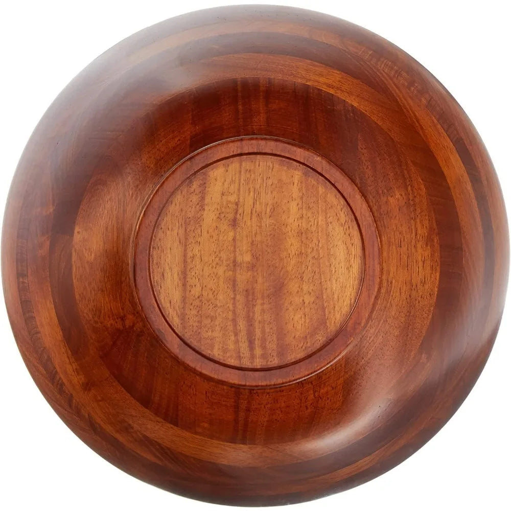 Large Cherry Wood Footed Serving Bowl for Fruits and Salads, 13.75" Diameter x 5" Height, Food-Safe Finish
