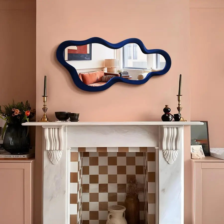 WhimsicalCloudWallMirrorForTeenBedroomDecorWithSoftFlockingFinishPremiumElegantArtisan