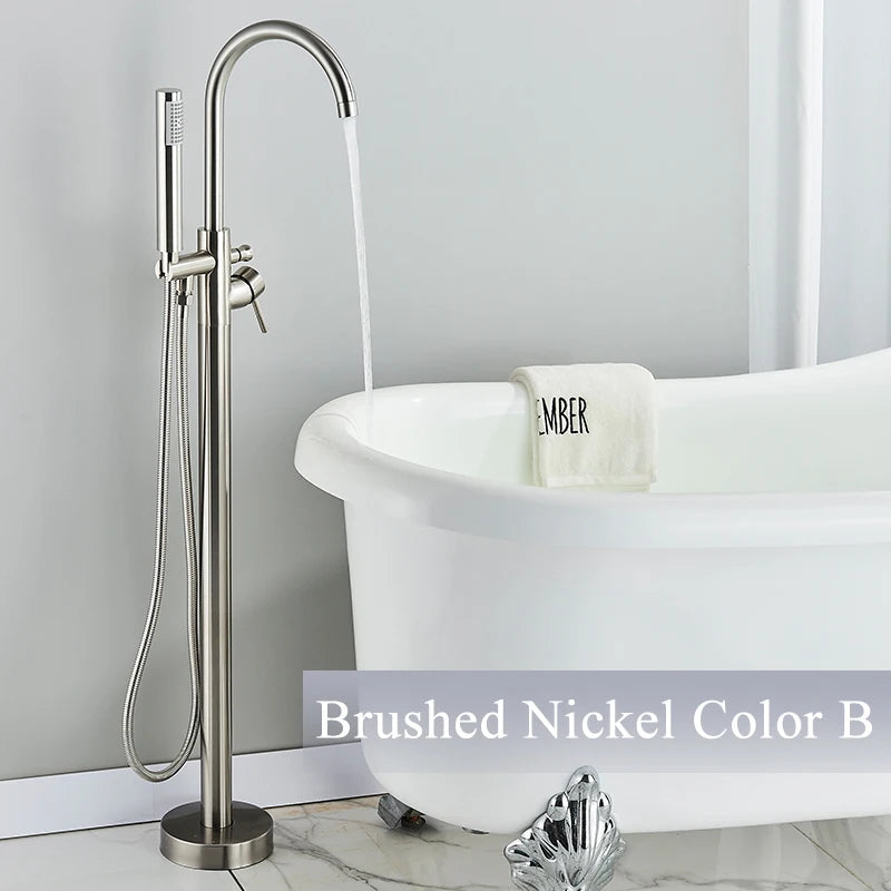 Rozin Floor Standing Bathtub Faucet With Swivel Spout Dual Control