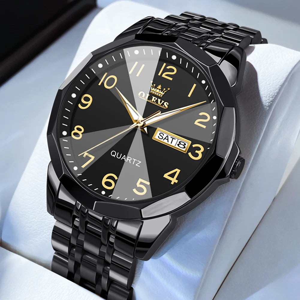 OLEVS Men's Watch Casual Quartz Stainless Steel Luminous Date