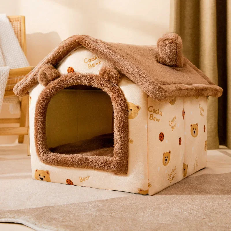 NONECN Indoor Dog Kennel Bed Cave For Small Dogs Soft Removable Mat Portable