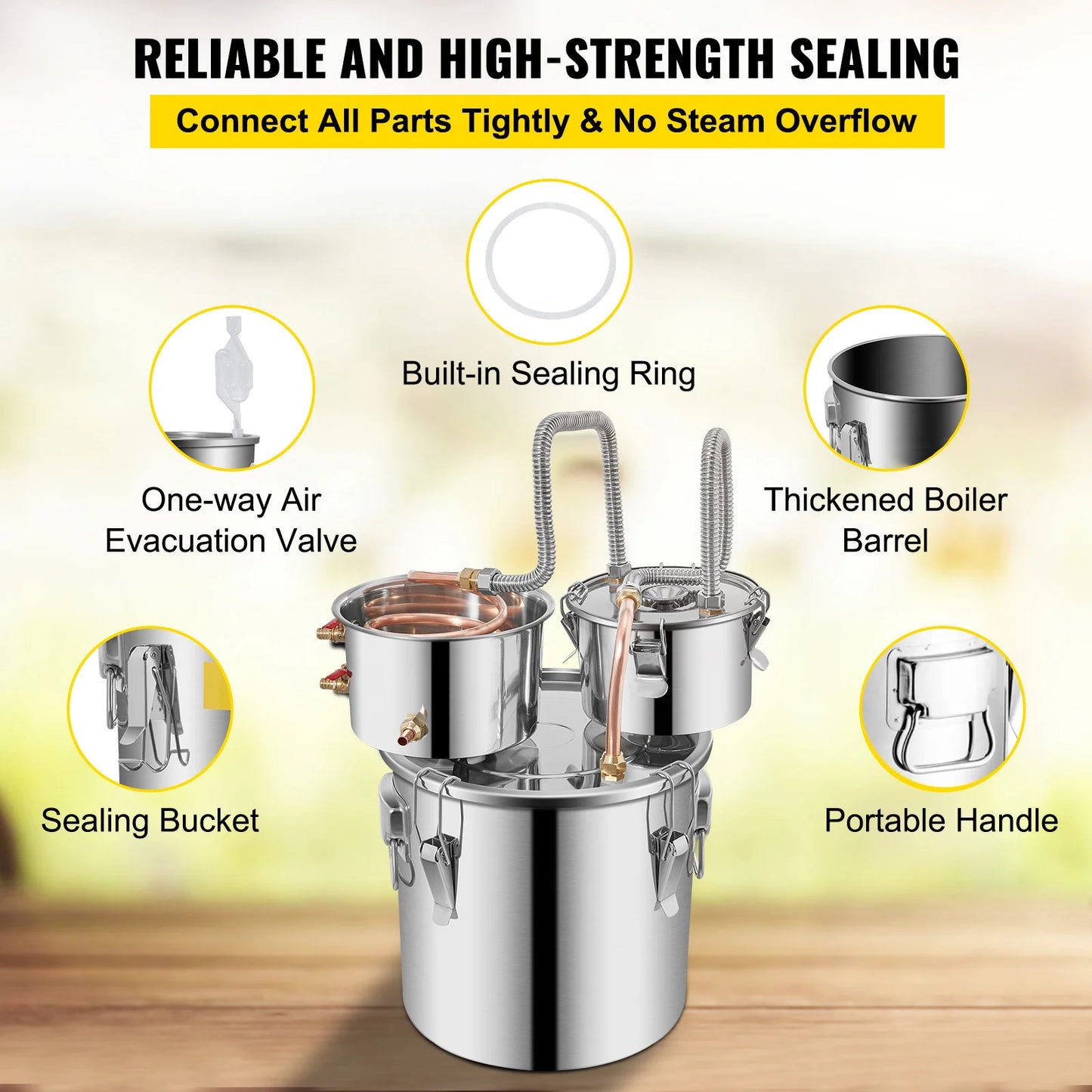 SucceBuy Premium Alcohol Distiller Stainless Steel Moonshine Still For Homebrewers