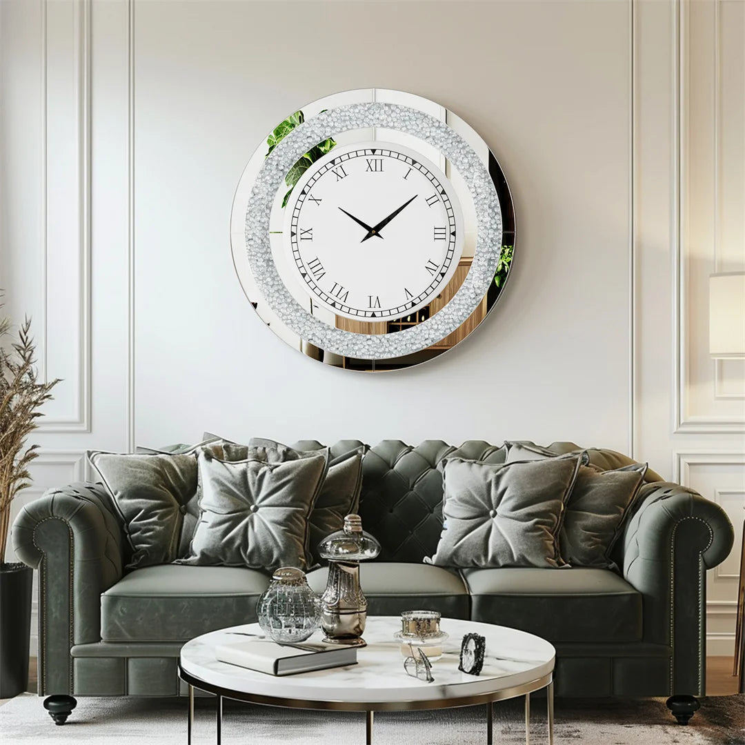 3D InterlockingDiamondCrystal WallClock For LivingRoomDecor Numerals Modern Vintage Style Edition