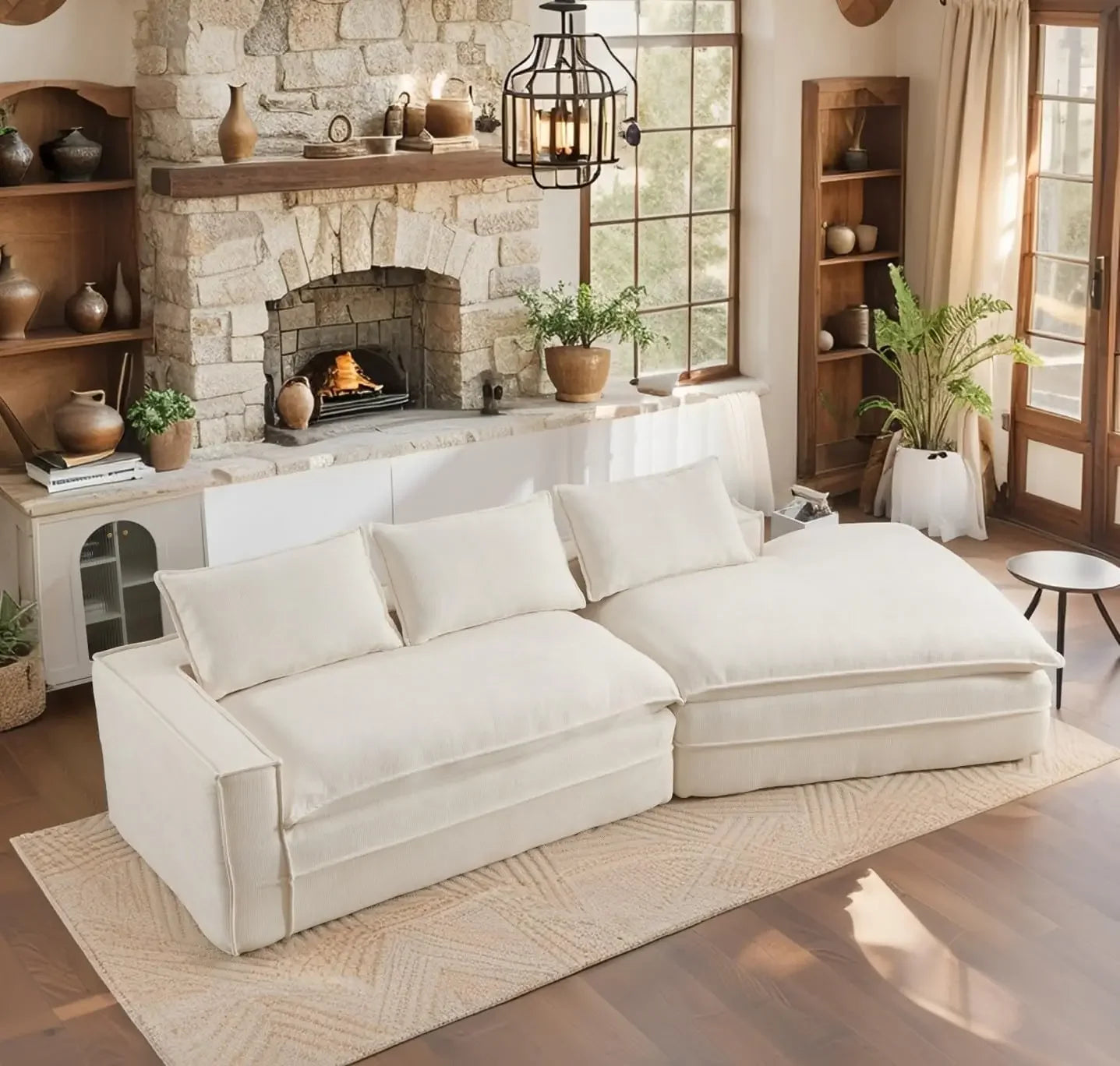 Luxuriously Stuffed Polyurethane Cloud Sofa Sectional For Living Room Indulgence