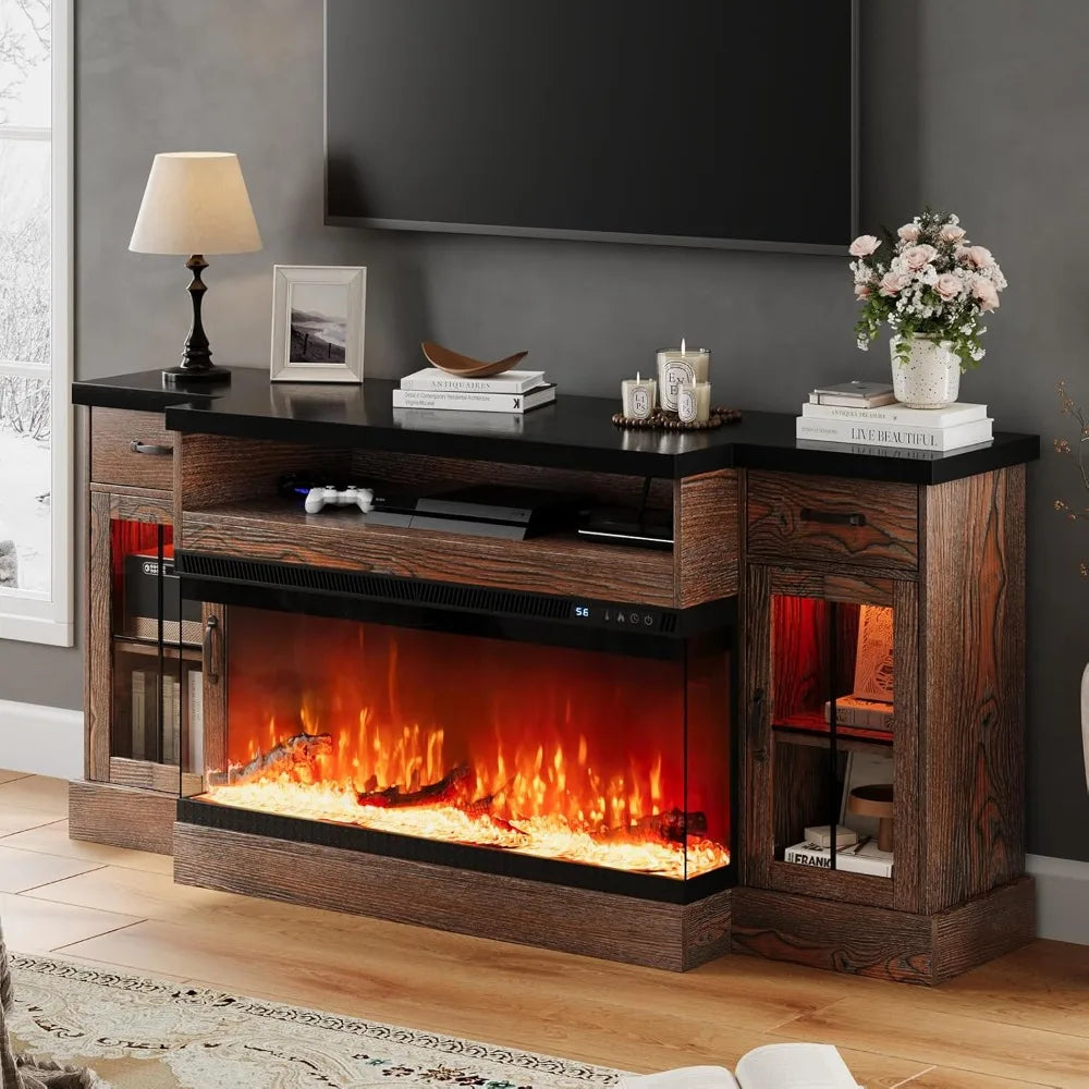 4 Ever Winner Deluxe TV Stand With Fireplace EntertainmentCenter Multifunctional