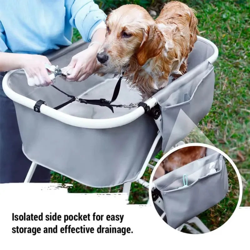 Dog Litter Elevated Foldable Dog Bath Tub Adjustable For Grooming Station
