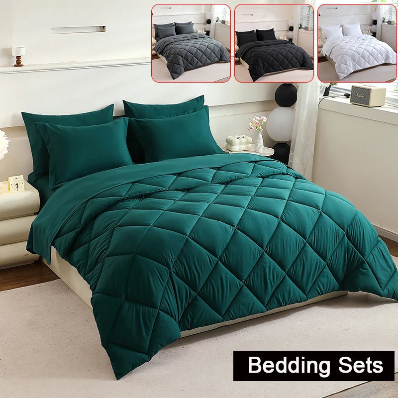 easYumCN Bedding Sets Comforter Flat Sheet Fitted Pillowcases