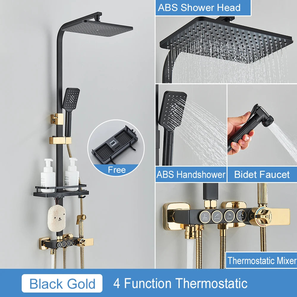 MYQualife Thermostatic LCD Shower Faucet Set With Digital TemperatureReadout Rainfall