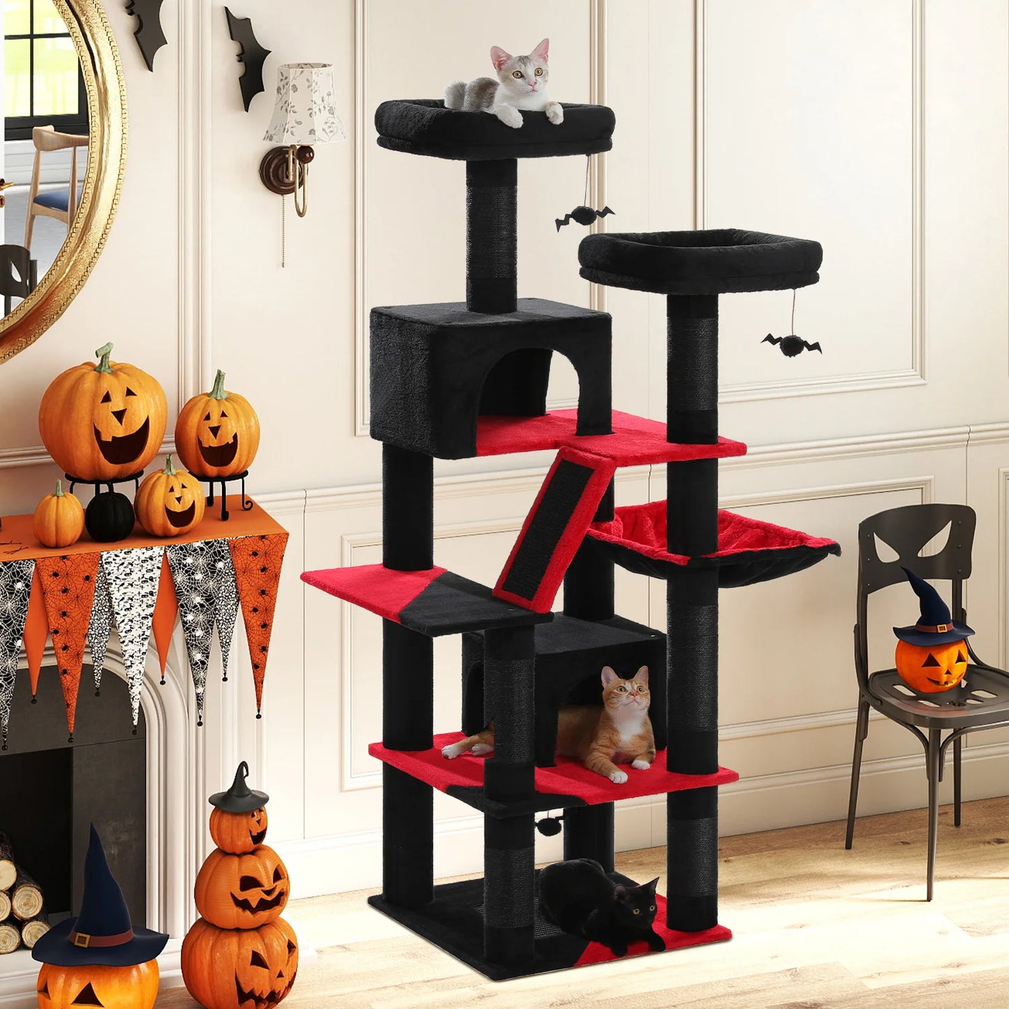 PEQULTICN Multi Level Cat Tree With Scratching Posts And Condo