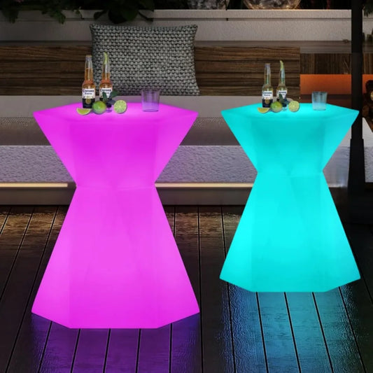 LED Bar Table 30 Inch High, 16 RGB Color Changing Lights with Remote Control, Waterproof Rechargeable Luminous Furniture