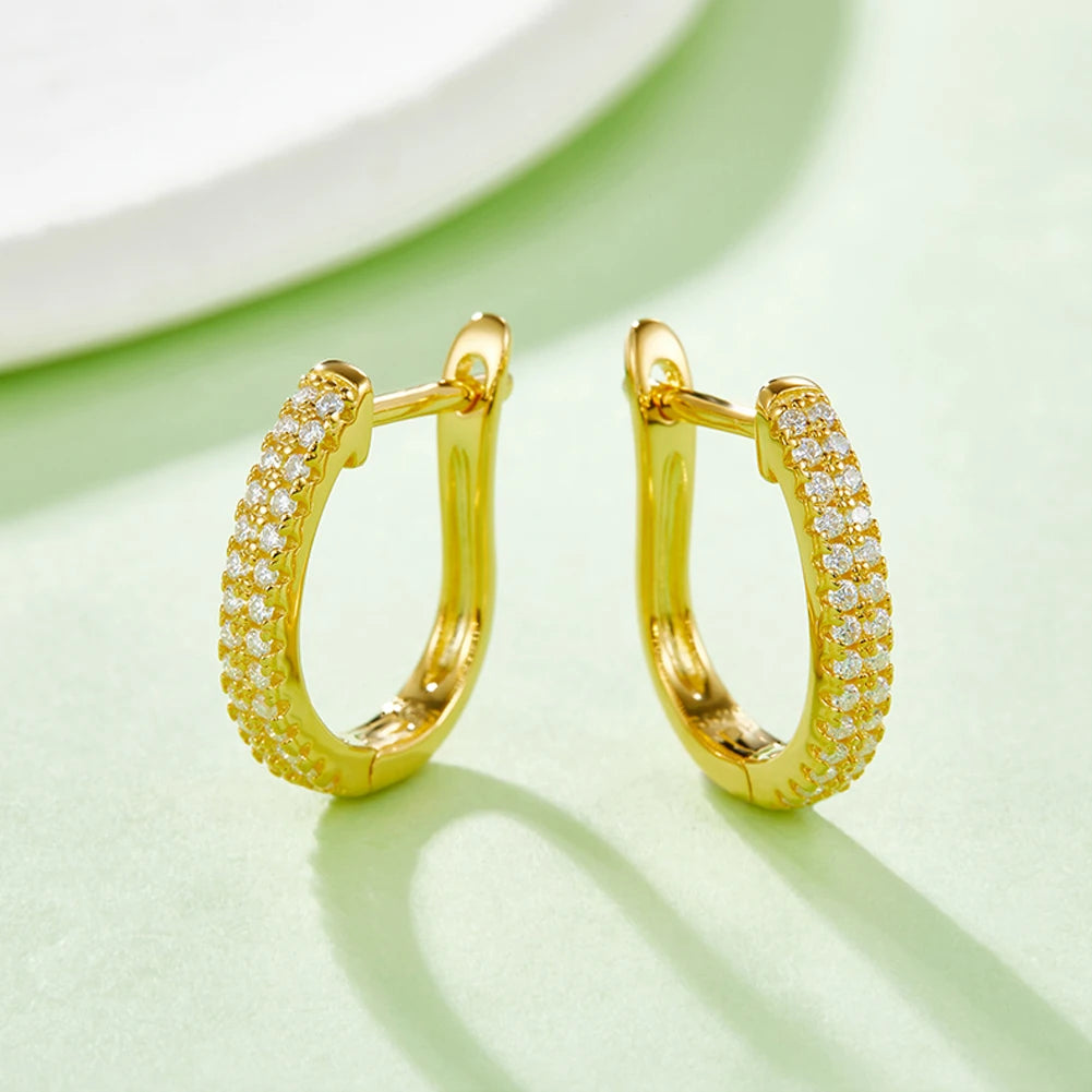 GEM'S BALLET Moissanite Hoop Earrings 925 Silver U Shaped Huggies