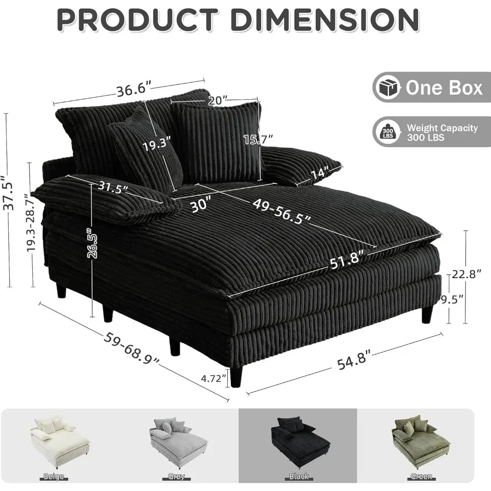 Chaiselounge Indoor Sofa Bed With Adjustable Backrest Comfortable Seating Durable